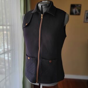 EP Pro Black Quilted Vest with Gold Accents Women's Size Small